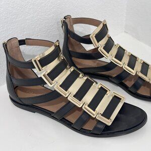 Black & Gold Calvin Klein UNDINA Sandal - Size 9M - Lightly Worn